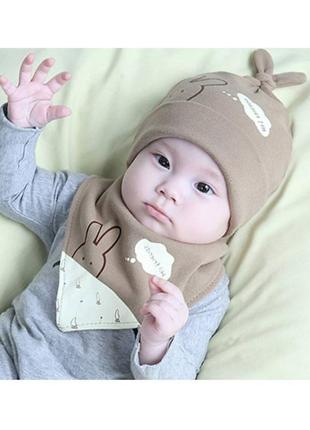 Шапка+хомут hi friends коричневий