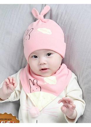 Шапка+хомут hi friends рожевий