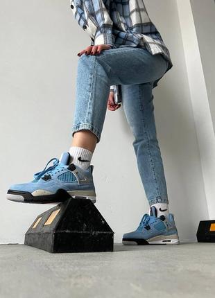 Nike jordan retro 4 blue oreo новинка блакитні жіночі кросівки найк джордан тренд весна літо осінь жіночі блакитні замшеві кросівки8 фото