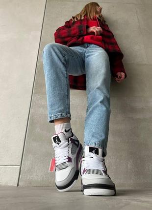 Nike air jordan retro 4 white purple x psg новинка женские кроссовки найк джордан белые бордовые жіночі бордові білі кросівки10 фото