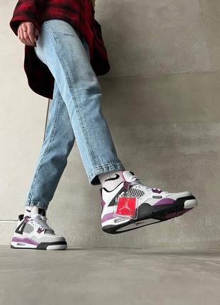 Nike air jordan retro 4 white purple x paris saint germain новинка кроссовки найк джордан белые фиолетовые фіолетові білі кросівки весна літо осень4 фото