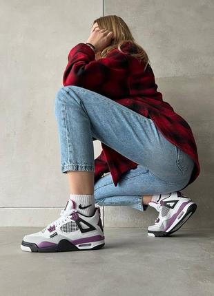 Nike air jordan retro 4 white purple x paris saint germain новинка кроссовки найк джордан белые фиолетовые фіолетові білі кросівки весна літо осень1 фото