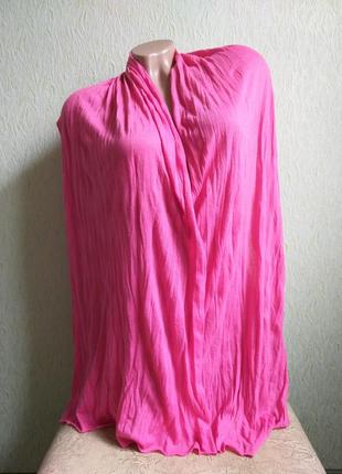 Beck boo. трикотажный шарф. широкий шарф. капор. снуд. ярко-розовый, фуксия.2 фото