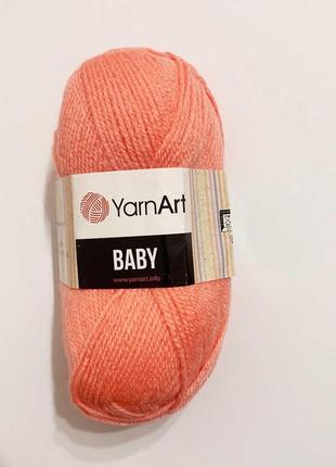 Нитки для в'язання пряжа акрилова дитяча  baby yarnart, 100% акрил   50 гр., 150 м,   622 , персиковий насичений1 фото