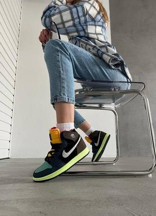 Nike air jordan 1 mid multicolor яскраві жіночі кольорові кросівки найк джордан коричневі салатові новинка весна літо осінь яскраві жіночі кросівки