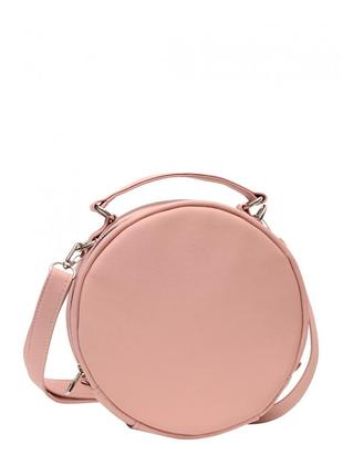 Женская сумочка розовая круглая кросс-боди
