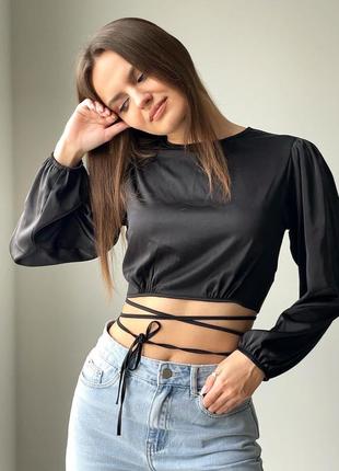 Атласна Блуза з оголеною спиною