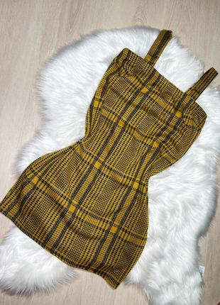 Сарафан в клітку гірчичного кольору