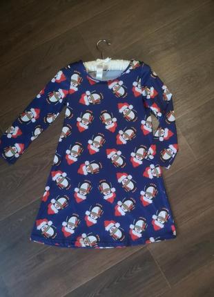 Новогоднее платье пингвин 7 8 лет 122 128 рост нового года резьбовое