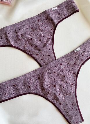 Набор из 2х трусов victoria’s secret pink оригинал, трусики стринги виктория сикрет