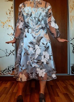 Повітряне сукні з органзи з квітковим принтом4 фото