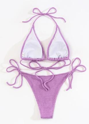 Раздельный фиолетовый купальник на завязках s,m,l3 фото
