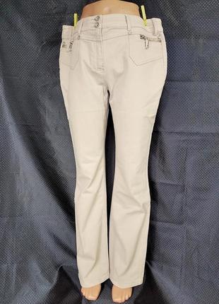 Серо-бежевые узкие плотные брюки, джинсы, 97% хлопка