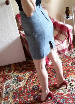 Хлопковая юбка красивого фасона на высокой талии(посадке), деловая2 фото