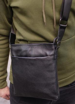 Мужская сумка планшетка через плечо из натуральной кожи2 фото