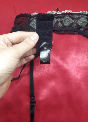 Идеальный чёрный золотистый кружевной винтажный секси сексуальный пояс поясок для чулков чулків в сеточку сетку прозрачный большого размера9 фото