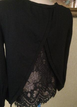 Черная блуза спина кружево2 фото