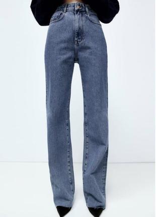 Трендовые новые прямые джинсы zara джинсы трубы с высокой посадкой мягкие джинсы2 фото