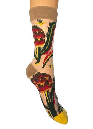 Трендові жакардові прозорі шкарпетки в стилі харадзюку, артишок, 36-39