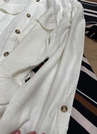 Натуральна блуза сорочка з кишенями блузка рубашка базовая с карманами5 фото