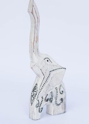 Статуетка слон дерев'яний білий розписна висота 24 см
