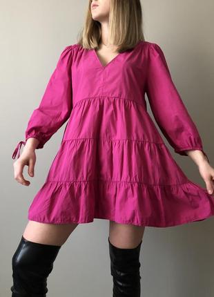 Лялькову котоновое ярусну сукня міні плаття zara зара котонова сукня міні ярусна1 фото