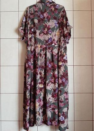 Легке натуральне сукня-сорочка з принтом з квітів из100% віскози3 фото