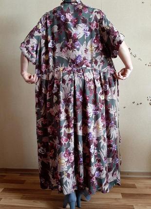 Легке натуральне сукня-сорочка з принтом з квітів из100% віскози5 фото
