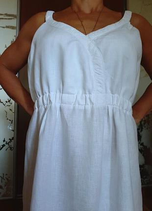 Натуральное белоснежное платье из льна