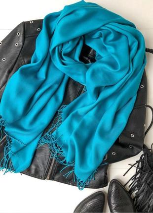 Жіночий бавовняний шарф-палантин у бірюзово-синіх тонах, туреччина1 фото