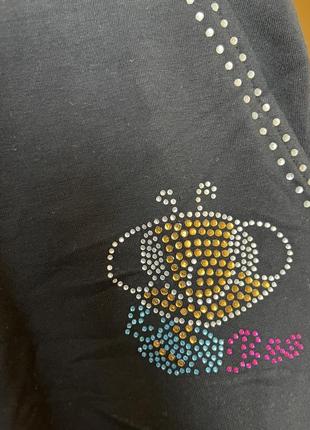 Капри бриджи шорты чёрные с пчелкой dance со стразами6 фото