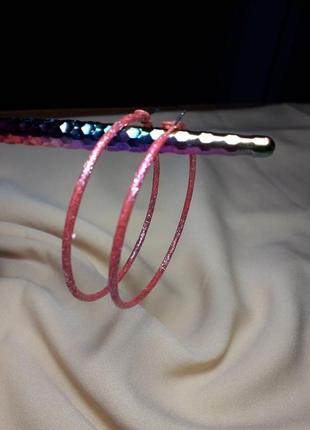 Серги большое кольцо с блестками