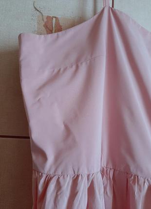 Перламутрово-розовое ярусное платье макси большого размера6 фото