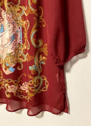Шифоновая блуза с рисунком бордовая4 фото