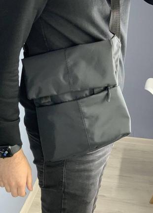 Чоловіча тактична сумка кобура через плече чорна3 фото