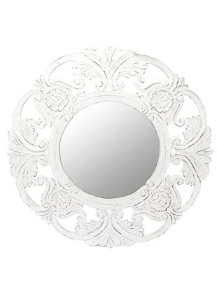 Дзеркало кругле білого кольору у дерев’яній рамі прованс діаметр 80см