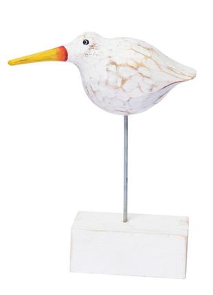 Статуетка пташка біла дерев'яна декоративна висота 25 см