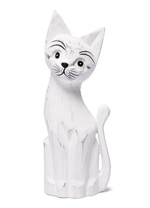 Статуэтка деревянная кошка белая высота 25см1 фото