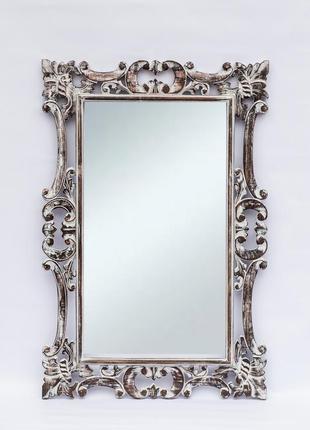Зеркало настенное в деревянной резной раме берлес размеры 120см*80см1 фото