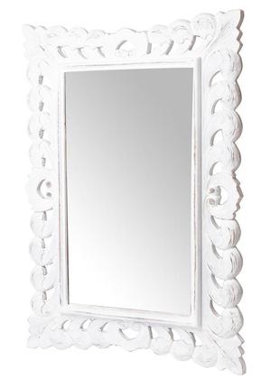 Зеркало настенное белое "ажур"в резной деревянной раме 100см*70см