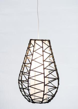 Светильник плетеный черно-белый капля  высота 40 см