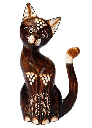 Статуэтка кошка деревянная резная малах-капелька высота 20см