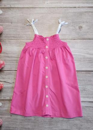 Летний симпатичный трикотажный розовый сарафан платье m&s на девочку 2-3 годика