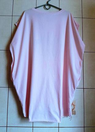 Натуральное розовое трикотажное платье-туника оверсайз9 фото