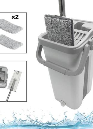 Швабра-лентяйка scratch cleaning mop 2 в 1 комплект швабра и ведро 9 л с автоматическим отжимом для уборки