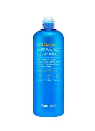 Тонер для лица farmstay collagen water full moist all day toner, 500 мл.