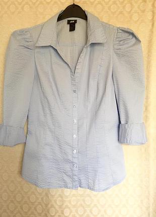 Голубая блуза рубашка с фонариками