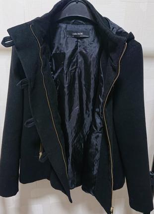 Шерстяное пальто с капюшоном zara3 фото