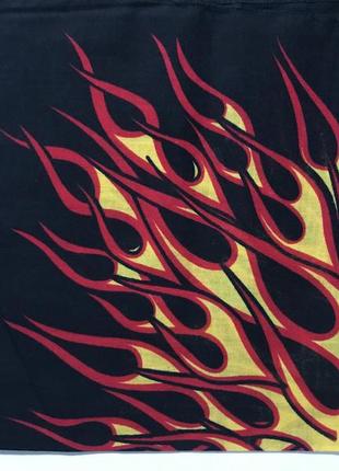 Хлопковая бандана (платок) рисунок пламя цвет красный с жёлтым
