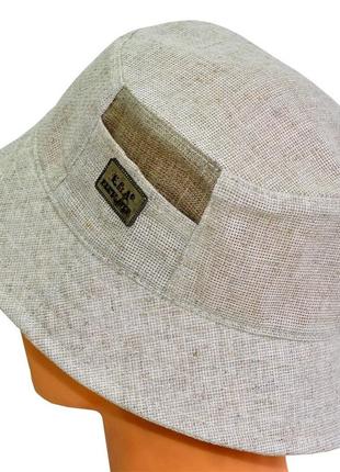 Панама из льна-канвы однотонная с карманом цвет бежевый 60 см